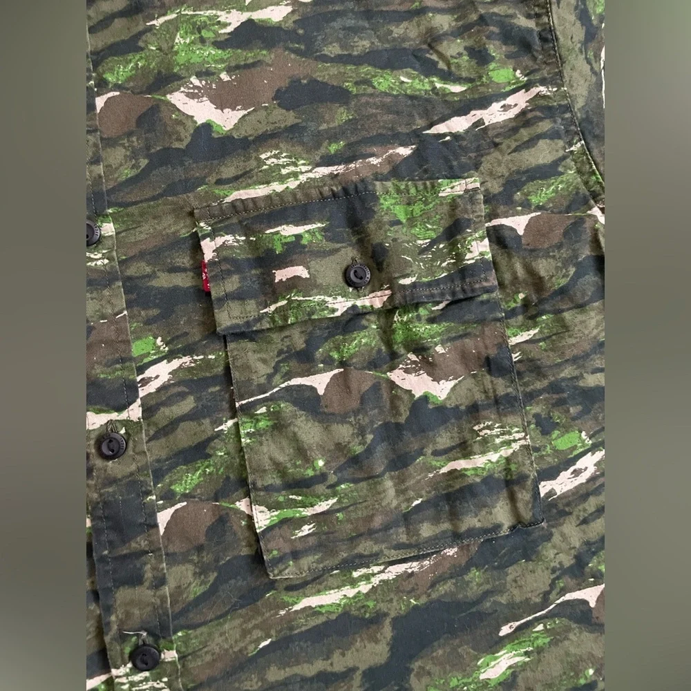 Levi's Military Army Forest Camo Soldier Paratroopers Field Hunting Shirt Large